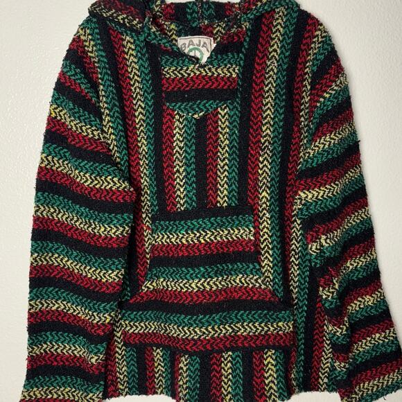 Baja Joe Mexican Baja Hoodie Sweater Pullover Rasta Red yellow green unisex MED - Picture 9 of 15